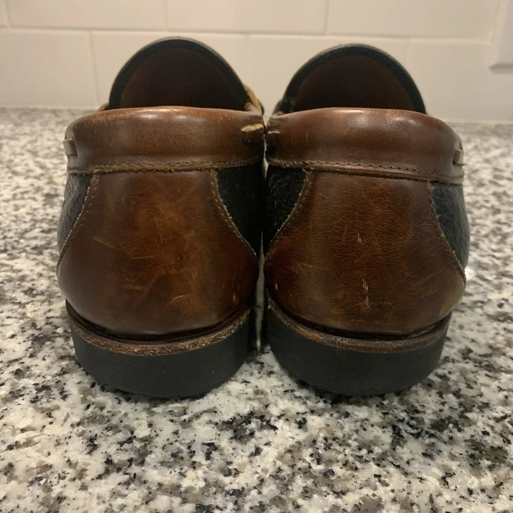 Allen Edmonds #42250 Nashua Mens Size 10 D Black Brown Kiltie Tassel Moc Loafers